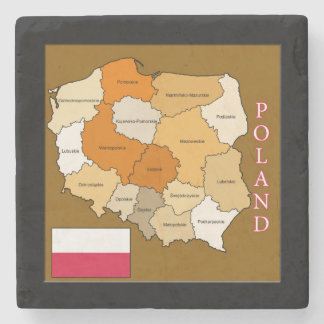 Porta-copo De Pedra Bandeira e mapa do Polônia