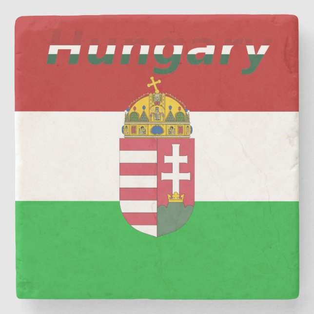Porta-copo De Pedra bandeira húngara (Frente)