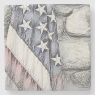 Porta-copo De Pedra Bandeira Patriótica Americana no Muro