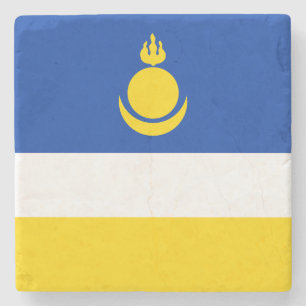 Porta-copo De Pedra Bandeira Patriótica da Buriácia