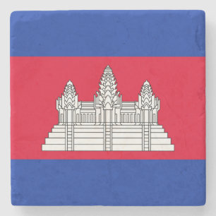 Porta-copo De Pedra Bandeira Patriótica do Camboja