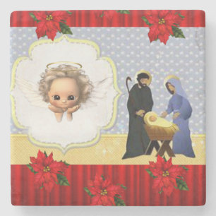 Porta-copo De Pedra Bandeja de pedra de mármore de Natal, Jesus Cristo