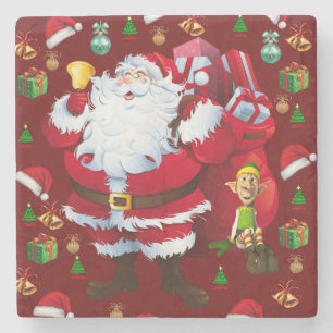 Porta-copo De Pedra Bandeja de Pedra de Mármore de Natal, Papai Noel