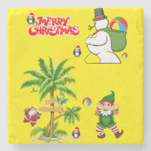 Porta-copo De Pedra Bandeja de Pedra de Mármore de Natal, Papai Noel d