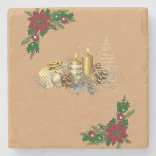 Porta-copo De Pedra Bandeja de Pedra de Mármore de Natal, Vela de Nata