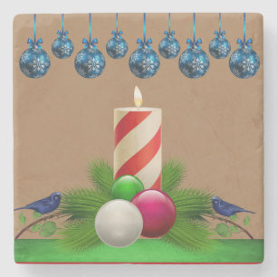 Porta-copo De Pedra Bandeja de Pedra de Mármore de Natal, Vela de Nata