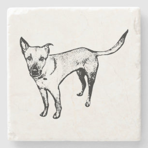 Porta-copo De Pedra Bandeja de Silhueta de Cachorro – Linha de Tinta M