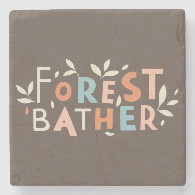 Porta-copo De Pedra Banhista da Floresta Texto Personalizado (Frente)