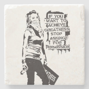 Porta-copo De Pedra Banksy Se você quer alcançar a grandeza preto