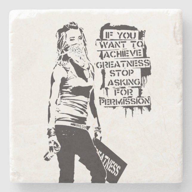 Porta-copo De Pedra Banksy Se você quer alcançar a grandeza preto (Frente)