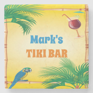 Porta-copo De Pedra Bar Tiki com Partes Bebidas e Nome Personalizado