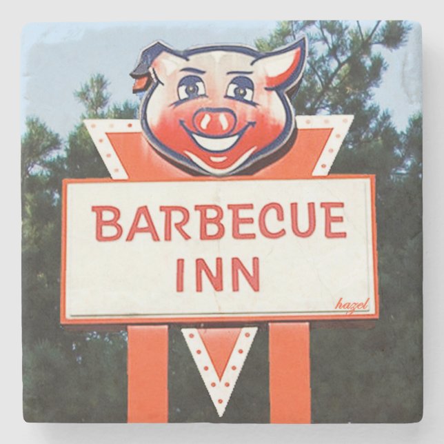 Porta-copo De Pedra Barbecue Inn, Asheville. Barbecue Inn (Frente)