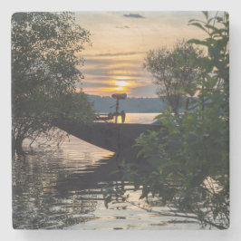 Porta-copo De Pedra Barco de Pesca Sunrise