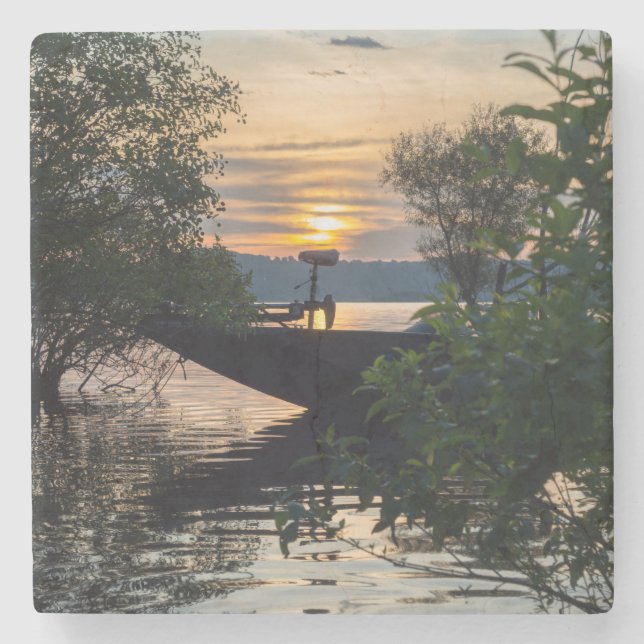 Porta-copo De Pedra Barco de Pesca Sunrise (Frente)
