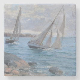 Porta-copo De Pedra Barcos à vela no rio