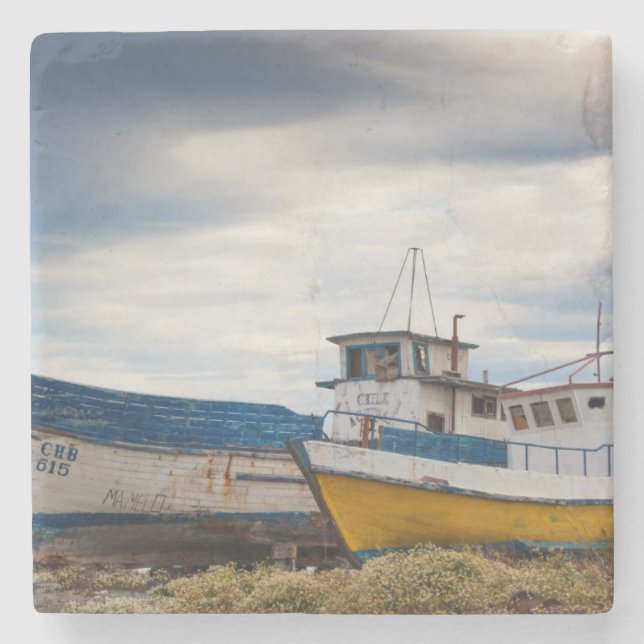 Porta-copo De Pedra Barcos de pesca (Frente)