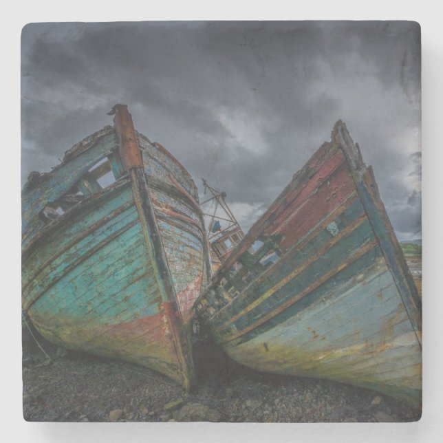 Porta-copo De Pedra Barcos de pesca velhos (Frente)
