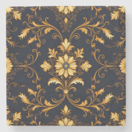 Porta-copo De Pedra "Barockes Ornament-Muster in Gold und Schwarz" Dec