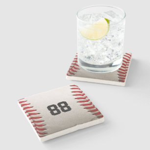 Porta-copo De Pedra Baseball com número personalizável