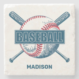 Porta-copo De Pedra Baseball de nome personalizado