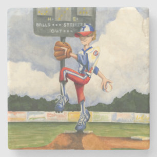 Porta-copo De Pedra Baseball Pitcher sobre monte por Jay Throckmorton