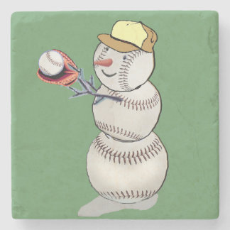 Porta-copo De Pedra Baseball Snowman