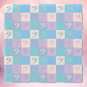 Porta-copo De Pedra Bass Clef Music Pattern Pastel