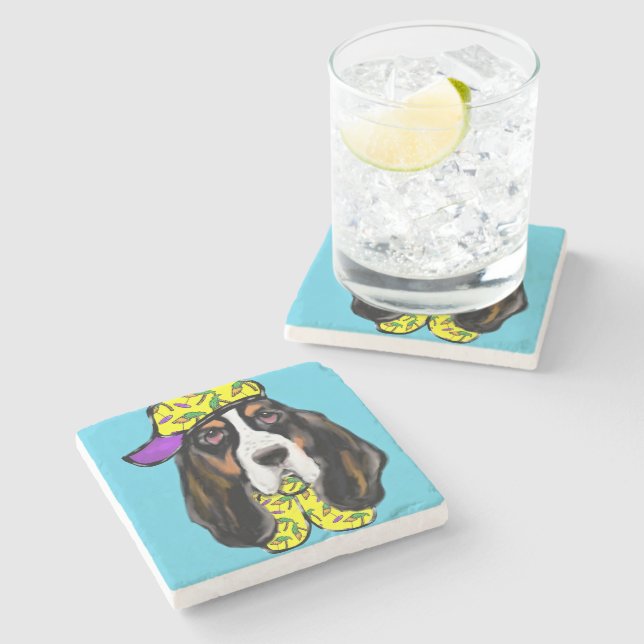 Porta-copo De Pedra Basset Hound (Lateral)