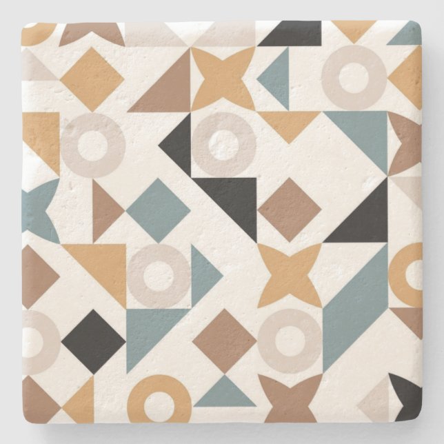 Porta-copo De Pedra Bauhaus Geometric Limestone Coasters (Frente)