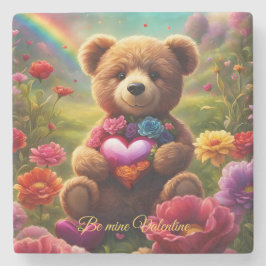 Porta-copo De Pedra Be mine Valentine Teddy 1
