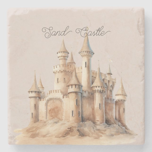 Porta-copo De Pedra Beach Cream Sand Castle (Frente)