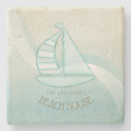 Porta-copo De Pedra Beach House NMaritime boat Aqua Blue ID623