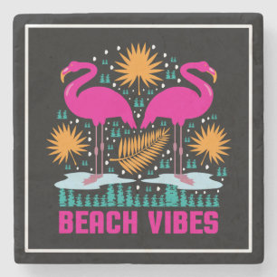Porta-copo De Pedra Beach Vibes Pink Flamingos-19501