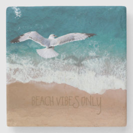 Porta-copo De Pedra Beach Vibes Sand Escrevendo Seagull Seashore Coast