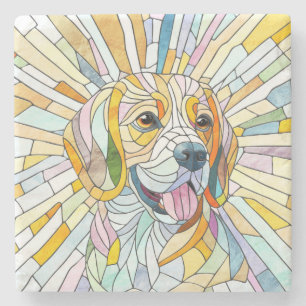 Porta-copo De Pedra Beagle dog - Colorful Mosaic art