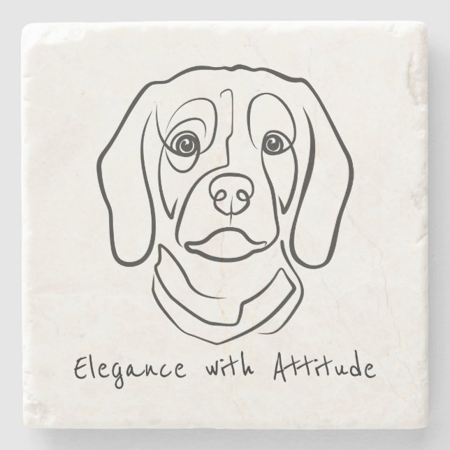 Porta-copo De Pedra Beagle Line Art, Elegance with Attitude (Frente)