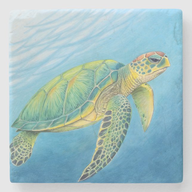 Porta-copo De Pedra Beauty of the turtle (Frente)