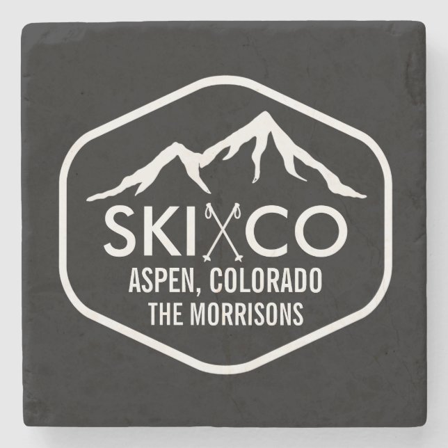 Porta-copo De Pedra Bebida feita sob encomenda da montanha do esqui de (Frente)