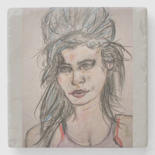 Porta-copo De Pedra Beehive Girl Walking