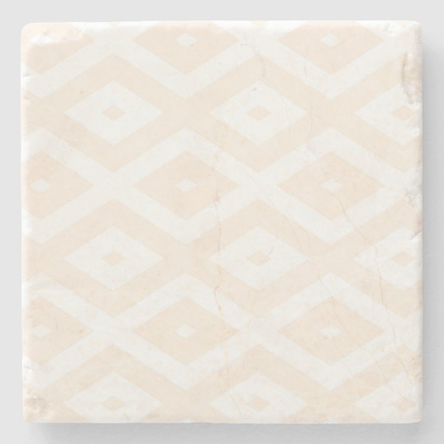 Porta-copo De Pedra Beige and white diamond pattern (Frente)