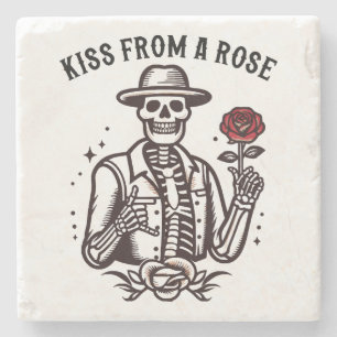 Porta-copo De Pedra Beijo de uma Rosa