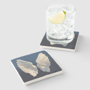 Porta-copo De Pedra Beleza Eterna Paz Conforto Anjo Elegante Azul