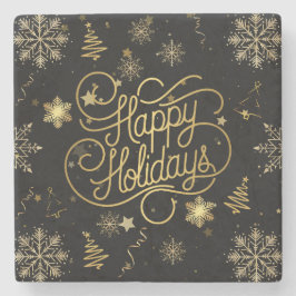 Porta-copo De Pedra Belo feriado Na moda Dourado e Negro Feliz