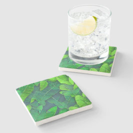 Porta-copo De Pedra Belo padrão de folhas verdes