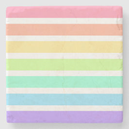 Porta-copo De Pedra Bibblegum arco-íris e listras brancas