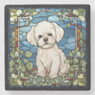 Porta-copo De Pedra Bichon Frise