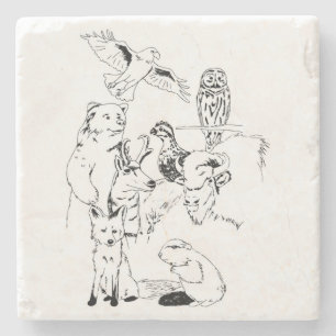 Porta-copo De Pedra Bichos de madeira do crachá