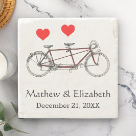 Porta-copo De Pedra Bicicleta Tandem Vintage Fofa Casamento Personaliz