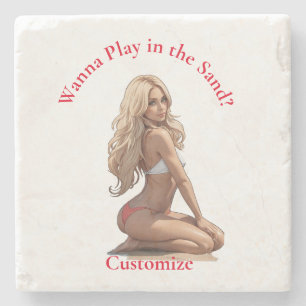 Porta-copo De Pedra Bikini Beach Girl Thunder_Cove