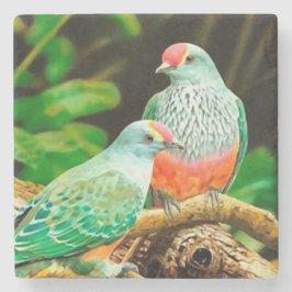 Porta-copo De Pedra Bird green _coaster